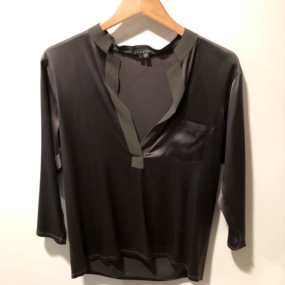 Theory Silk blouse, dark grey